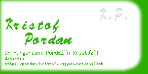 kristof pordan business card